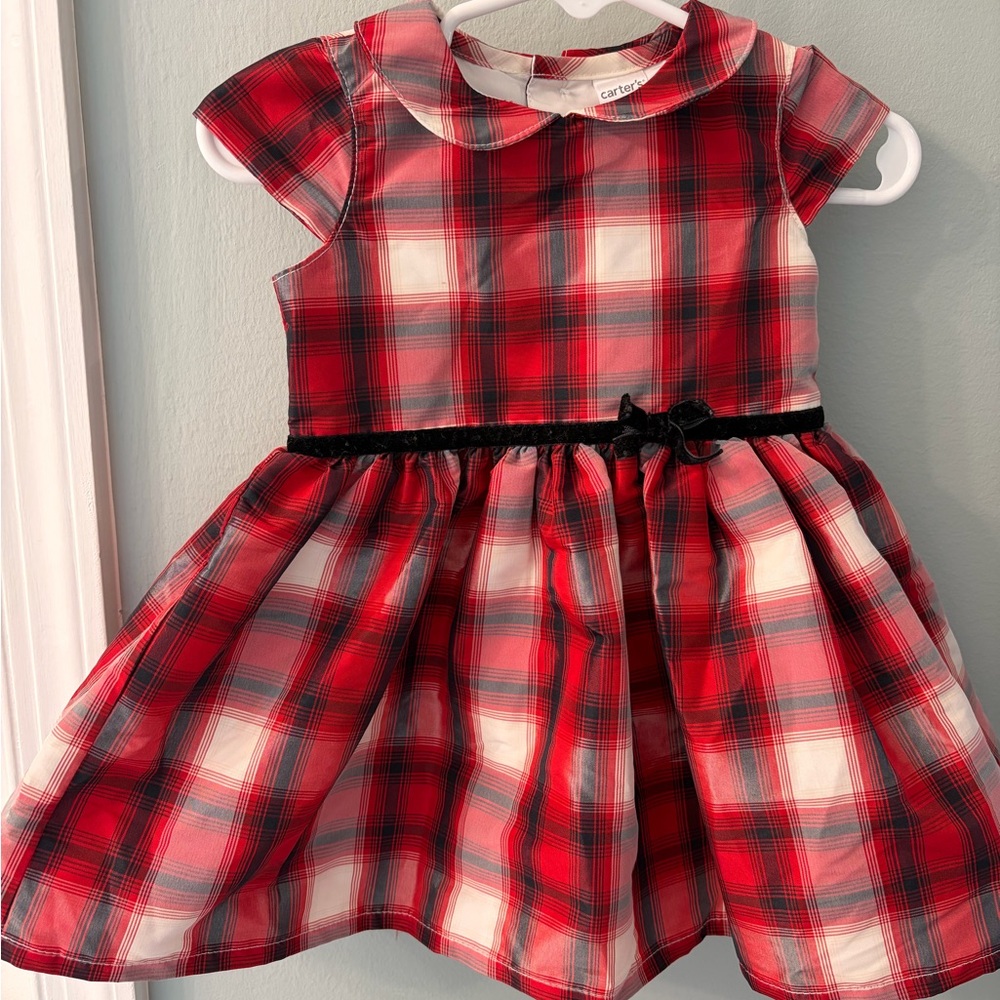 Carter's Red and White Plaid Dress with Black Bow